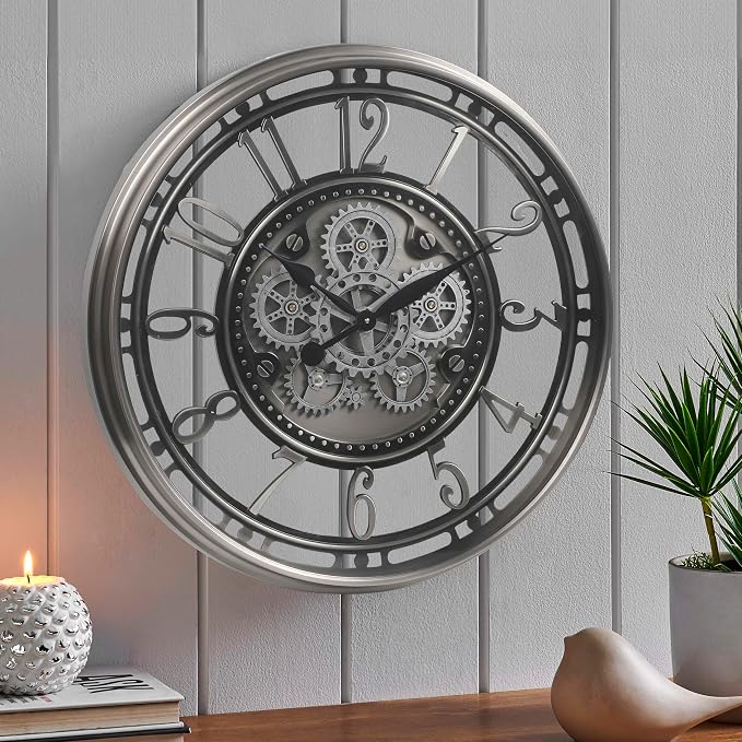 CLXEAST 28 Inch Large Industrial Moving Gear Wall Clock by CLXEAST