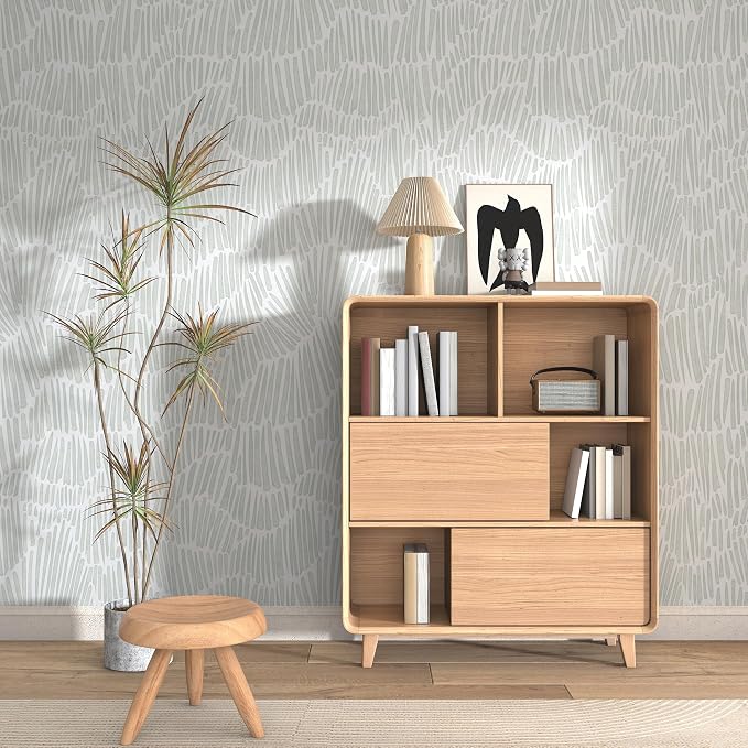 Theper Green Wallpaper 17.3"×197" Modern Striped Peel and Stick Wallpaper Boho - Image 2