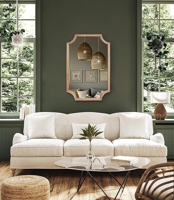 WallBeyond 24" x 36" Full Scalloped Corners Arch Rectangle Wall Mirror - Image 2
