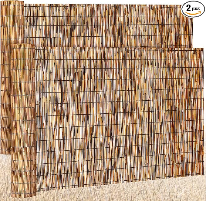 Barydat 2 Pcs 4 x 10 ft Reed Fence Roll, 85% Shade Bamboo Privacy Screen by home