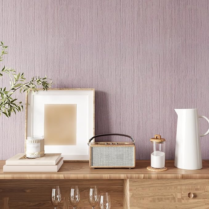 CRE8TIVE Large Size 24"x354" Pale Pink Grasscloth Peel and Stick Wallpaper - Image 3