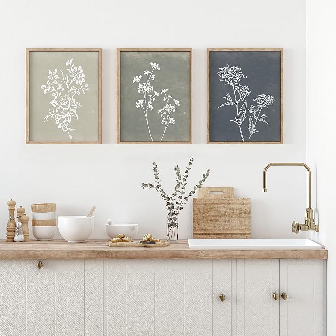 Framed Boho Wall Art Set of 4 for Wooded Minimalist Botanical Print Wall Art - Image 8