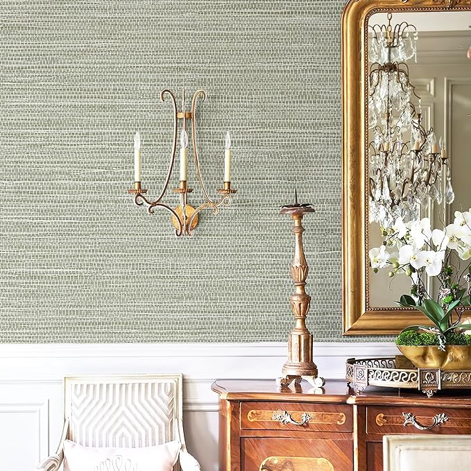 Simon&Siff Textured Grasscloth Peel and Stick Wallpaper 17.7"x197" Neutral Faux - Image 7