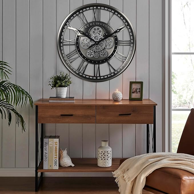 CLXEAST 21 Inch Modern Moving Gears Wall Clock - Image 7