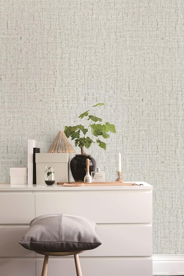 Grasscloth Peel and Stick Wallpaper Beige and Gray Contact Paper 15.7inch x - Image 2