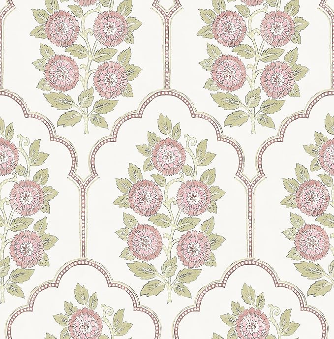 NuWallpaper x Society Social Floral Bazaar Rose Water Peel and Stick Wallpaper by NuWallpaper