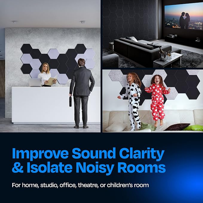 Acoustic Panels 12-Pack Soundproof Wall Panels 14"X12.1"X0.4" Sound Panels High - Image 4
