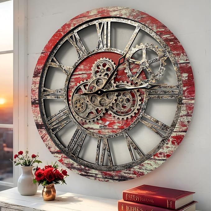 ImprovingLife The Gears Clock The Original Real Moving Gear Wall Clock Vintage by THEGEARSCLOCK