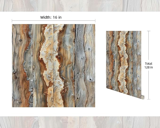 FLFK Rustic Wood Wallpaper, Peel and Stick Wood Grain Wall Mural - Image 2
