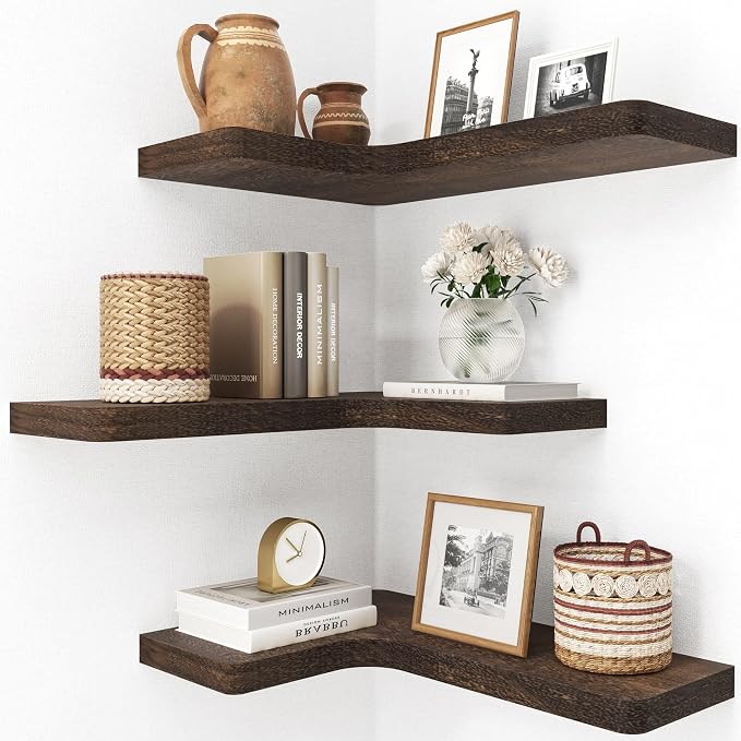 fuqing Floating Corner Shelves, Wall Shelf Set of 3, Shelves by Fuqing