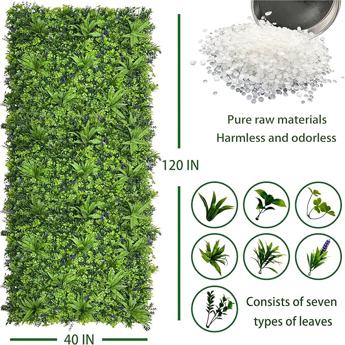 ODTORY Artificial Greenery Wall Roll: 40X120IN UV-Anti Ivy Privacy Fence Wall - Image 2