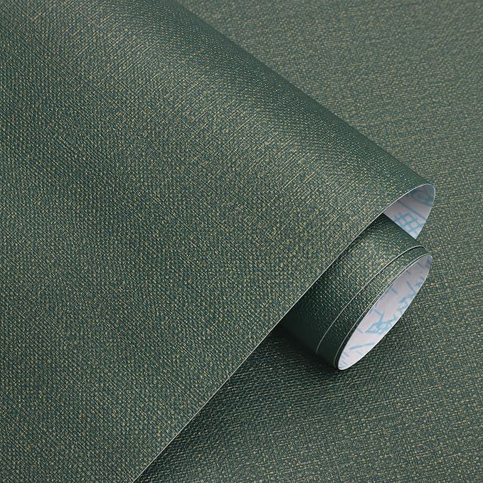 Guvana Grasscloth Peel and Stick Wallpaper Green/Gold Textured Contact Paper by Guvana