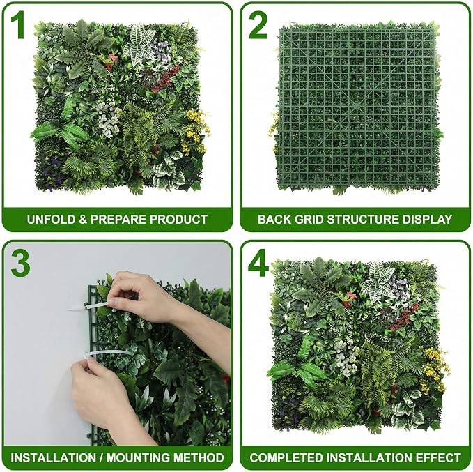 Artificial Grass Wall Panels, UV-Anti Fake Greenery Plant Boxwood Panels - Image 4