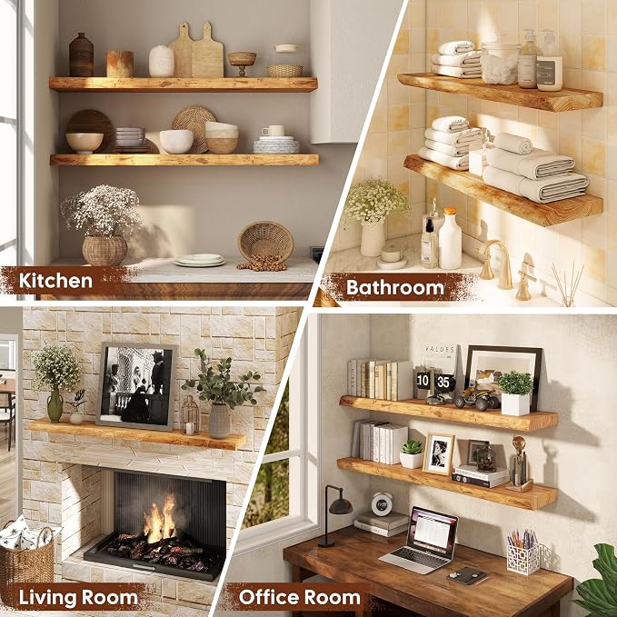 48" Rustic Elm Floating Shelves - Image 6
