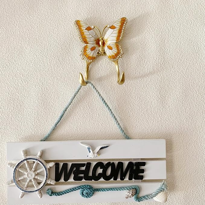 1 Pack Decorative Wall Hook, Vintage Butterfly Shaped Metal Wall Hook - Image 3