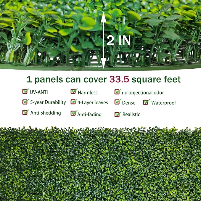 ODTORY Artificial Boxwood Roll Panels:40 X 120 in UV-Anti Artificial Ivy - Image 3