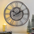 CLXEAST 28 Inch Original Real Moving Gear Wall Clock Roman Numerals, Oversized by CLXEAST