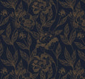 Timeet Peel and Stick Wallpaper Gold and Blue Floral Wall Paper by Timeet