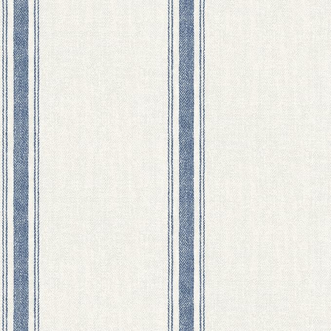 Chesapeake Blue Linette Fabric Stripe Wallpaper, 3115-12462 by Chesapeake
