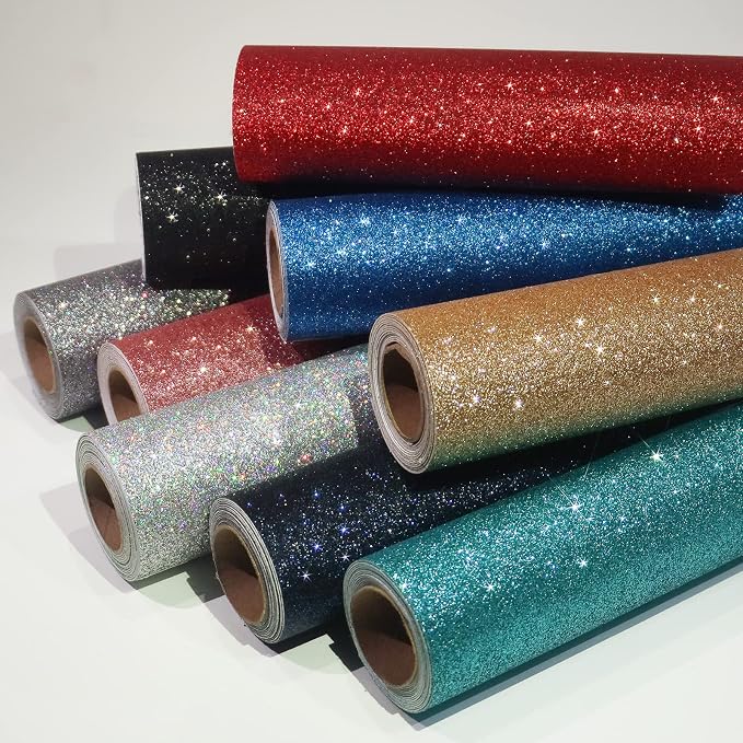 CRE8TIVE Blue Glitter Wallpaper Border Fabric Glitter Wallpaper Stick and Peel - Image 9