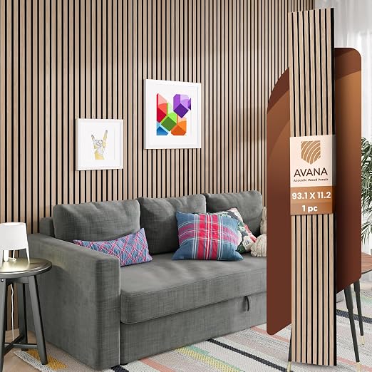 Avana Acoustic Wood Wall Panels – 93.2x11.25 Inch Panels – Fits 94x12 Layout – by AvanaHome
