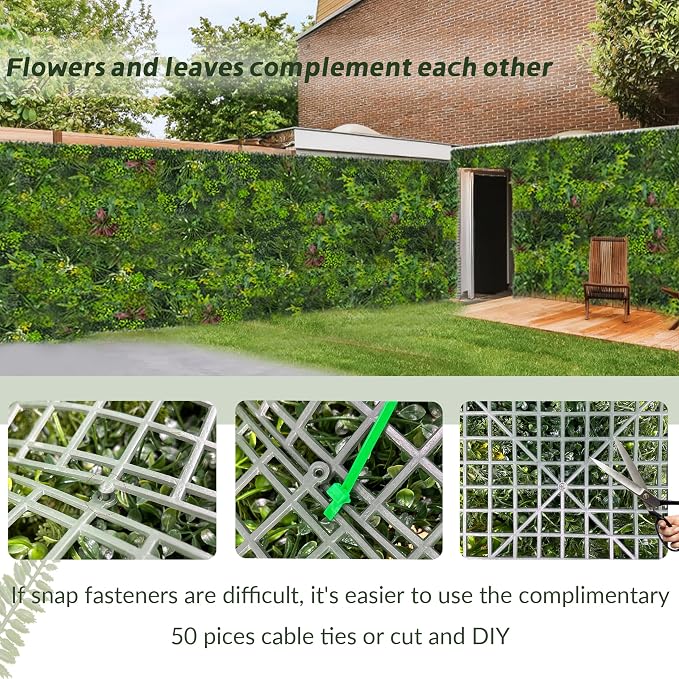 Artificial Plant Wall Boxwood Roll: 48"x120" UV Resistant Green Leaves Faux - Image 4