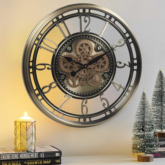 CLXEAST 28 Inch Large Moving Gear Wall Clock - Image 8