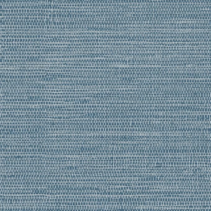 JiffDiff Grasscloth Wallpaper Peel and Stick 1181" x 17.3" Blue Cream by wallpaper
