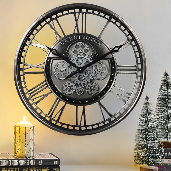 CLXEAST 21 Inch Modern Moving Gears Wall Clock - Image 9