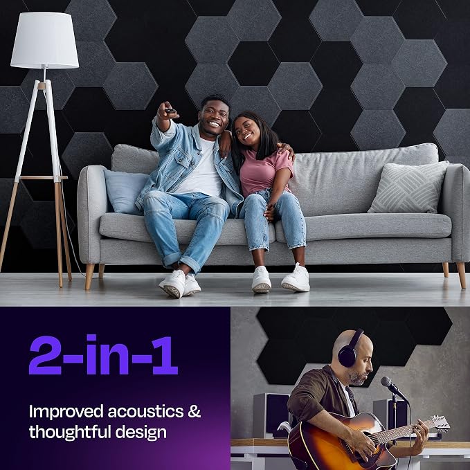Acoustic Panels 12-Pack Soundproof Wall Panels 12"X10.4"X0.4" Sound Panels High - Image 2