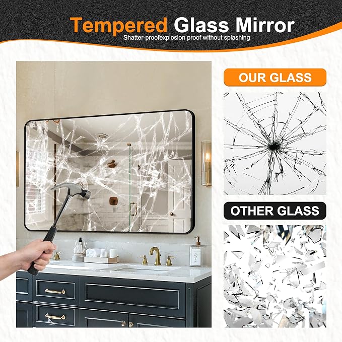 Delma Black Framed Bathroom Vanity Mirror - Image 6