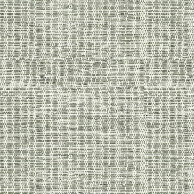 HueBurst Green Grasscloth Peel and Stick Wallpaper 17.3" x 394" Renter Friendly by HueBurst