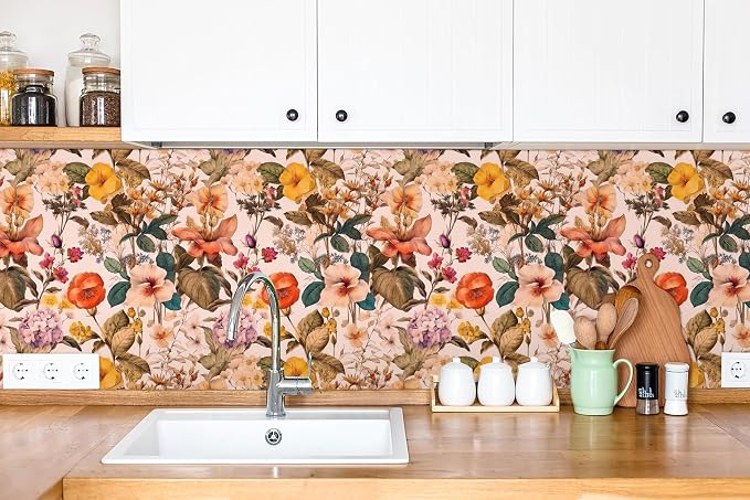 Jeweluck Floral Peel and Stick Wallpaper Vintage Floral Contact Paper Peel and - Image 9