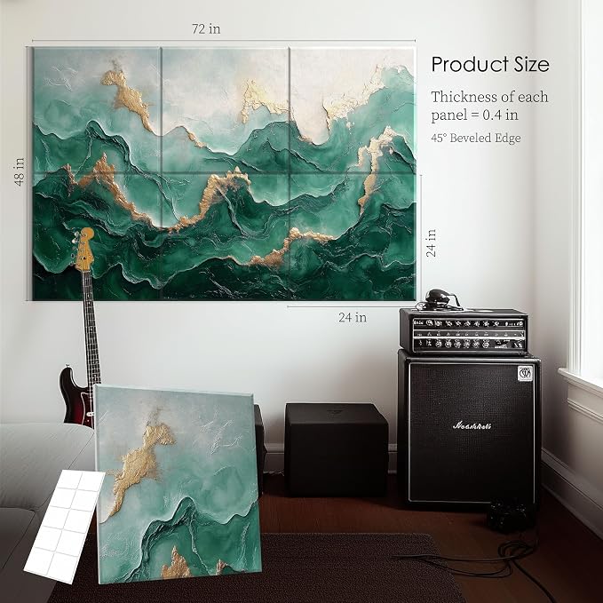 6-Pack Acoustic Wall Panels 72x48 Inch Decorative Acoustic Panels Sound - Image 4