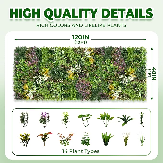 Artificial Grass Wall Roll Panels: 48''x120''Boxwood Hedge Panels, UV-Anti - Image 2