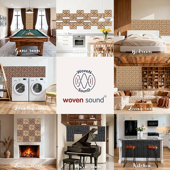 WoveN SounD Artisan Acoustic Wall Panels, 16 Pack 12x12 Inch, PVC Wood Grain - Image 5