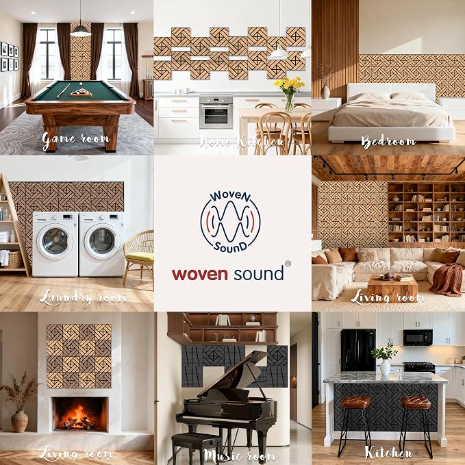 WoveN SounD Artisan Acoustic Wall Panels, 16 Pack 12x12 Inch, PVC Wood Grain - Image 5