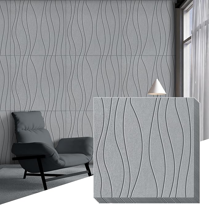 6 PCS Acoustic Panels, 23.6x23.6'' Self-Adhesive Soundproof Wall Panels by PERPE