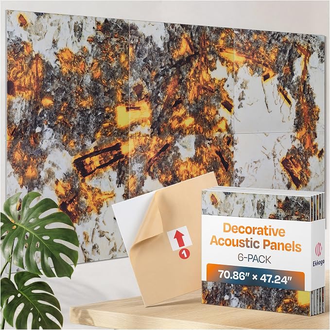 XL Acoustic Wall Panels 6-Pack Decorative Acoustic Panels High Density Sound by EkkogoAcousticPanels