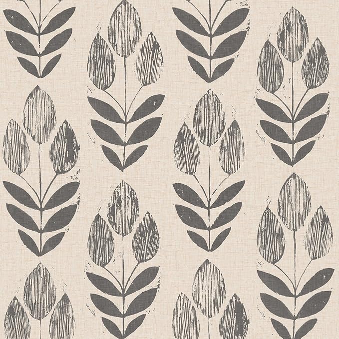 NuWallpaper Folk Tulip Peel and Stick Wallpaper, Textured Removable Wallpaper by NuWallpaper