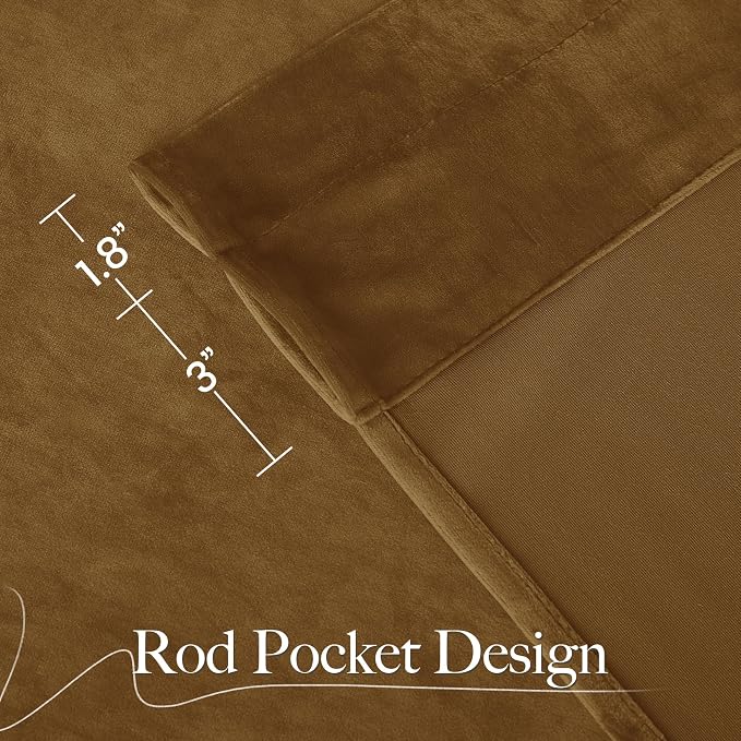 NICETOWN Gold Brown Velvet Curtains, Luxury and Soft Thermal Insulated Velvet - Image 7
