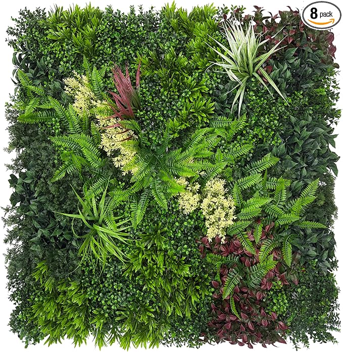 Artificial Grass Wall Boxwood Plant Panel: 20"x20" UV Resistant Green Leaves by DOPGIB