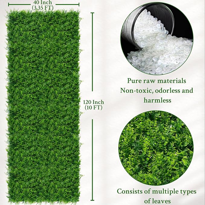 ODTORY Artificial Plants Hedge Wall Panels：40x120 Inch UV-Anti Greenery Boxwood - Image 2