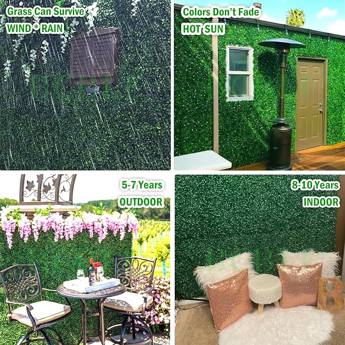 10x10Inch 10Pcs Grass Wall Panels, 4 Layers UV-Anti Boxwood Greenery Hedge - Image 5