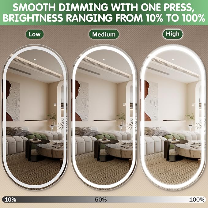 FENNIO Full Length Mirror with Lights, Wall Mounted Hanging Mirror with Lights - Image 8