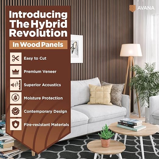 Avana Acoustic Wood Wall Panels – 47.2 X 12.6 Inch Walnut Acoustic Panels 2 PCs - Image 2