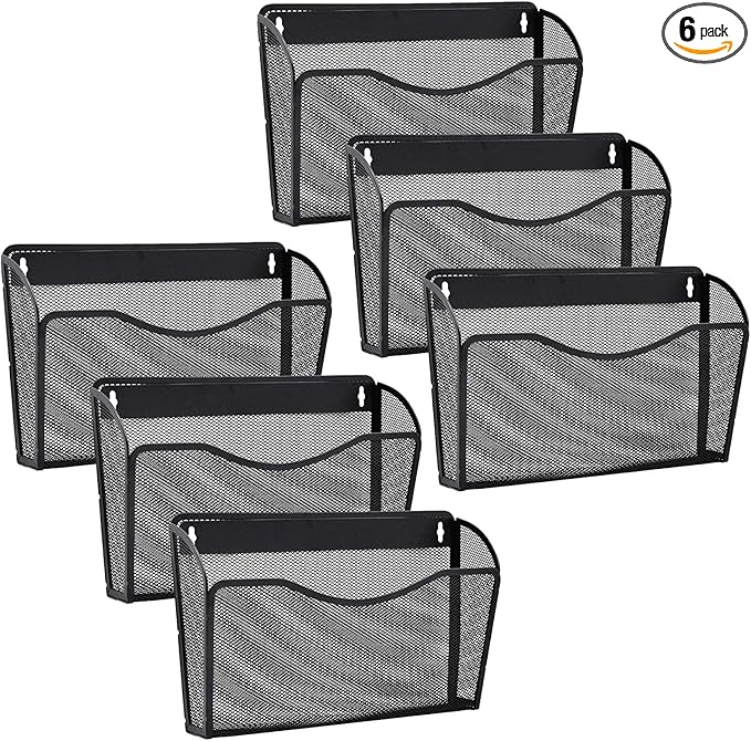 Gawerk 6 Pack Wall File Organizer, Mesh Wall File Pocket Mail Organizer Hanging by Gawerk