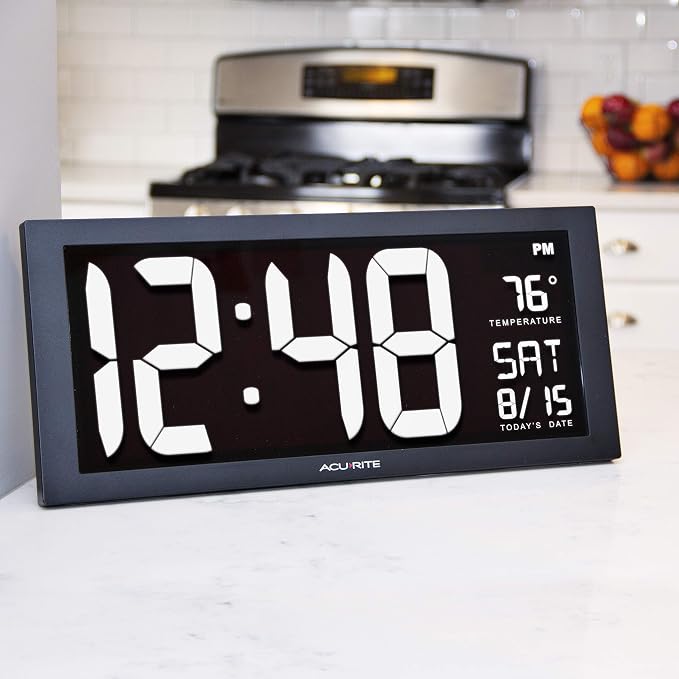 AcuRite 75159M 14.5" Large White LED Digital Clock Inch - Image 3