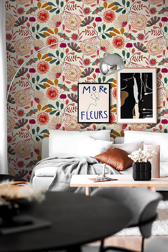 Wallpaper Peel and Stick Floral Wall Paper Removable Waterproof - Image 2