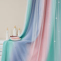XiDi Curtains for Bedroom Decor, Rainbow Pinkgreen grey34/45 by Addsomecolortolife